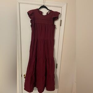 Universal Thread Red Tiered Sundress with Flutter Sleeves